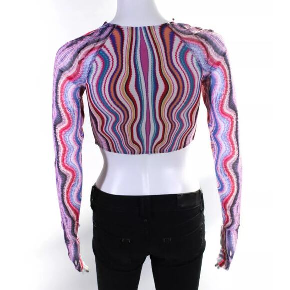 AFRM Cordelia Multi Wave Mesh Psychedelic Rave Festival Top NWT XL - Picture 8 of 11